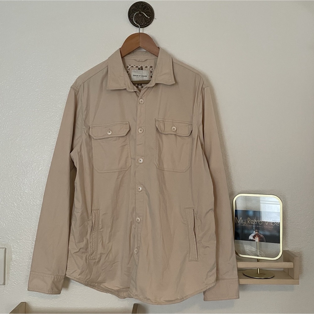 Denim & Flower Ricky Singh Twill Shacket Sand Siz… - image 1